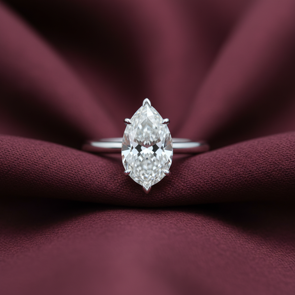 Eon Boutique™ Soleil Ring – Solid 18K White Gold | 4.5ct Pear Shaped Diamond-Style Stone