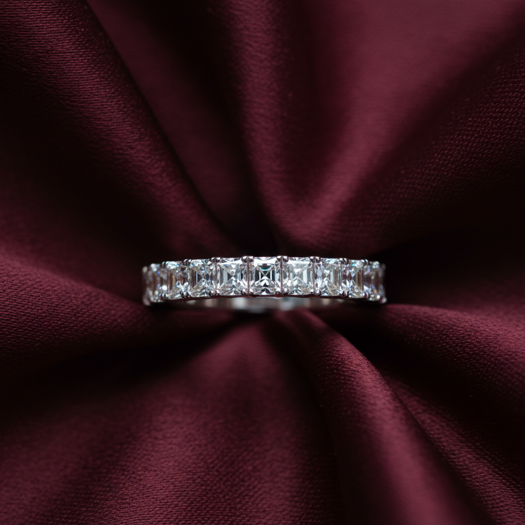 Eon Boutique™ Lumière Ring – Solid 18K White Gold | 6ct Full Eternity Diamond-Style Band