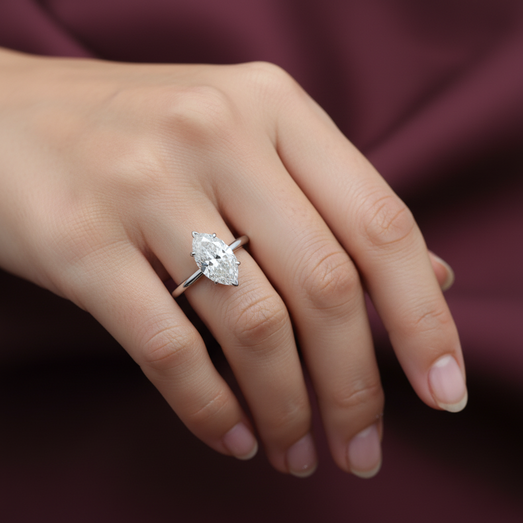 Eon Boutique™ Soleil Ring – Solid 18K White Gold | 4.5ct Pear Shaped Diamond-Style Stone