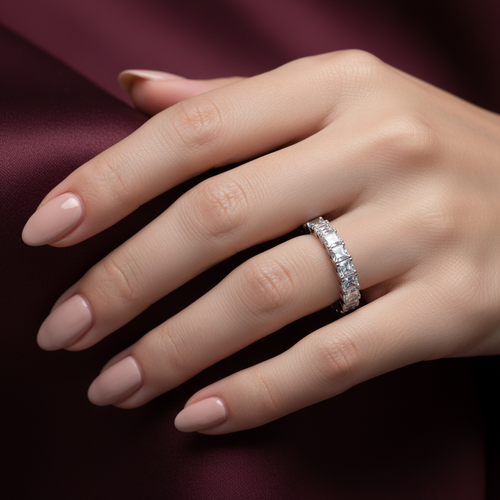 Eon Boutique™ Lumière Ring – Solid 18K White Gold | 6ct Full Eternity Diamond-Style Band
